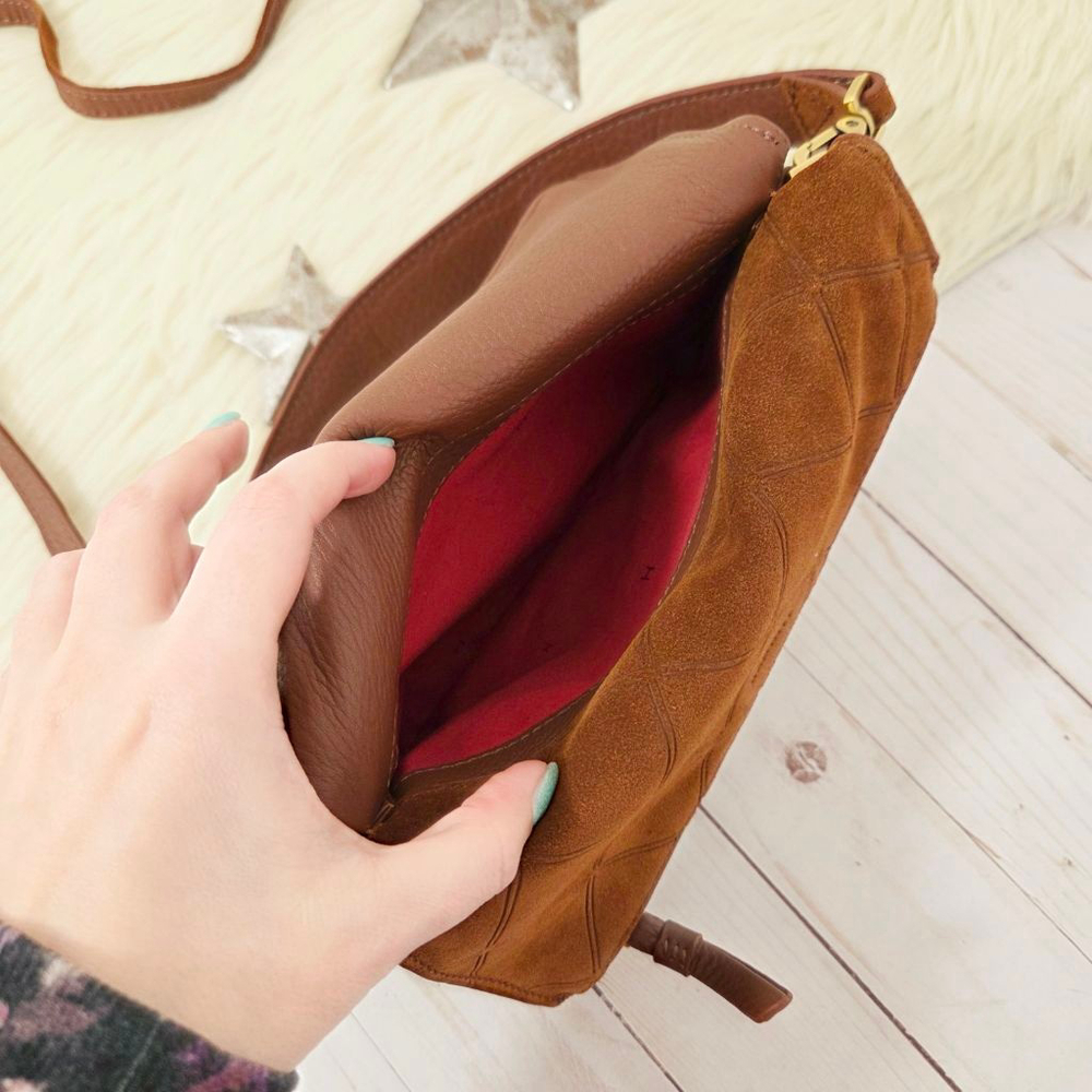 Hammitt Dillon convertible crossbody bag Chocolate Diamond Suede Antique Gold NW - Picture 9 of 10